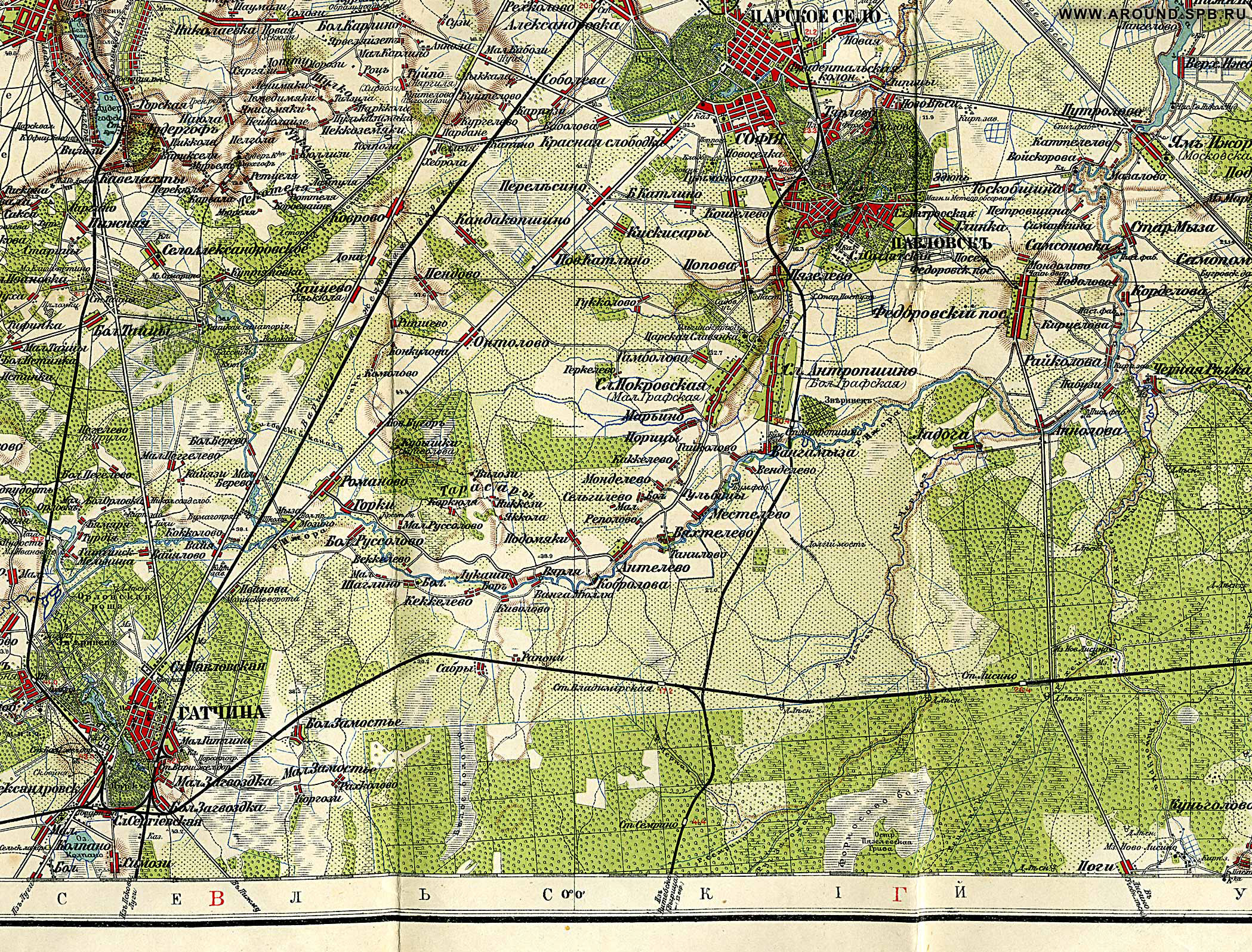 План карта окрестностей. Старые карты Павловска СПБ. Карта окрестностей Петрограда 1914-17 г.